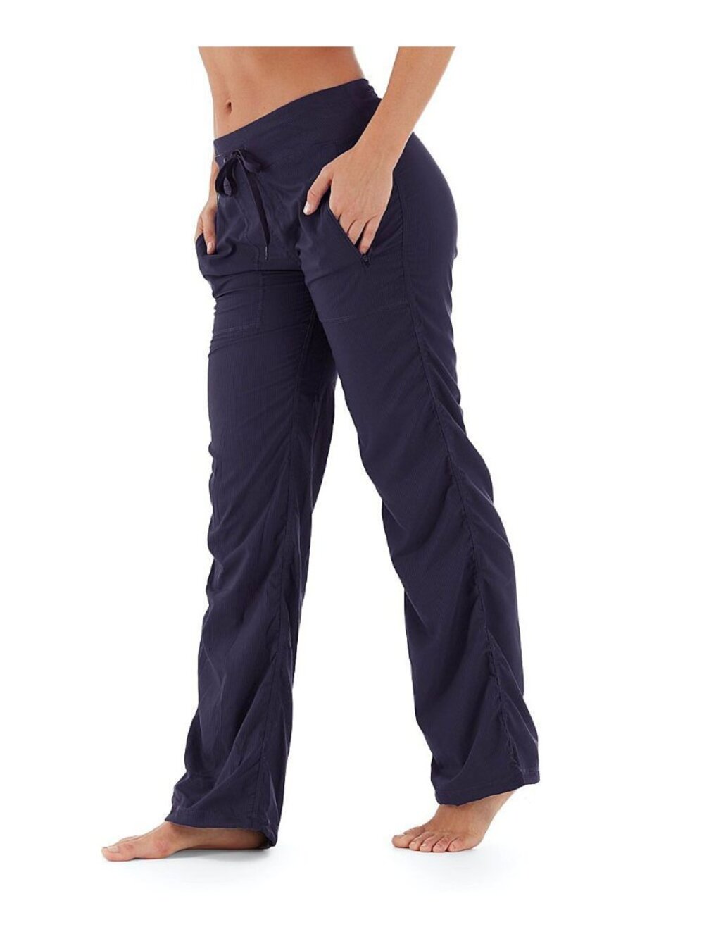 Marika Womens Blue Drawstring Elastic Waist Yoga Pants Ruched Leg Size 1X